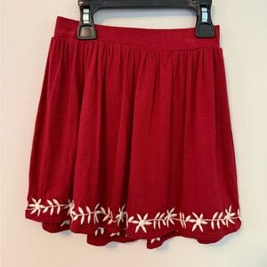 Kate Quinn Red Skirt with Flower Trim